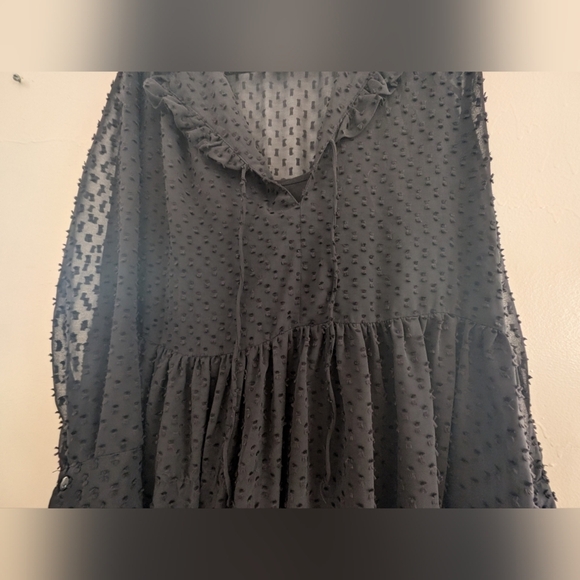 H&M Black Long Sleeve V-Neck Sundress - Picture 8 of 15